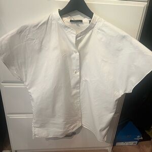 White Casual Button Down Shirt with Short Sleeves
